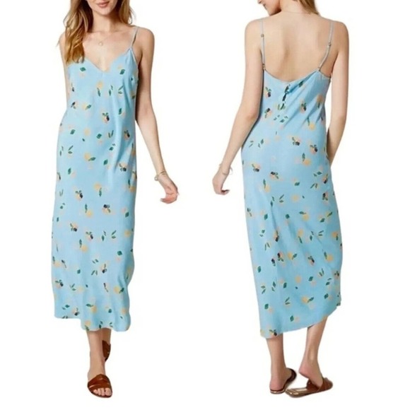 O'Neill Izzy Floral Flowers Baby Blue Midi Dress Size Small - Picture 2 of 16